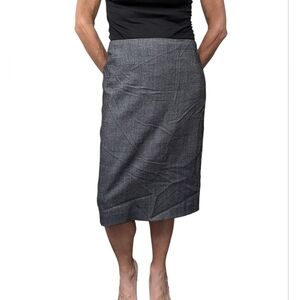 Sportmax Charcoal Wool Blend Pencil Skirt Size 8 Tailored Midi
